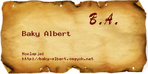 Baky Albert névjegykártya